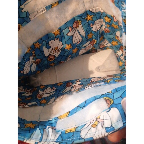 Handmade Quilted Angel Bag Blue 14x10 - Picture 5 of 7